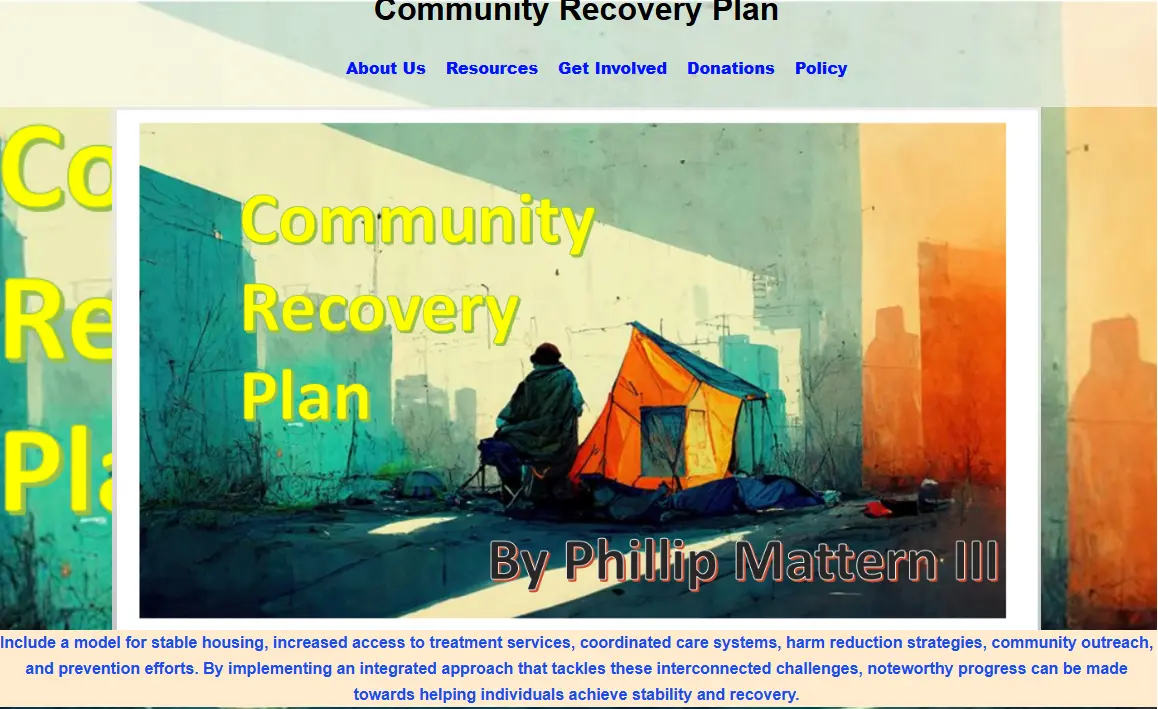 Community Recovery Plan school project with resource tables and navigation