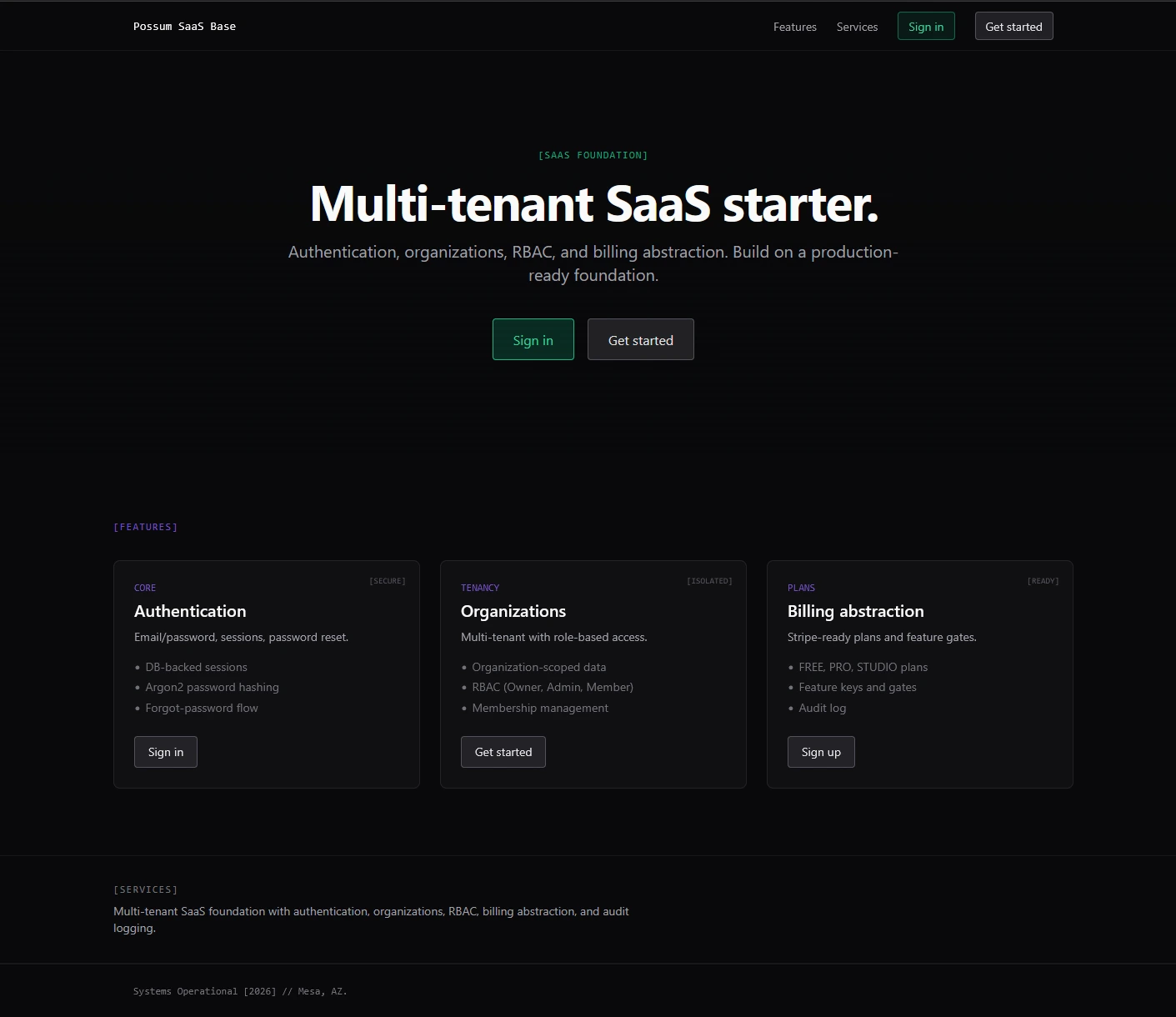 Possum SaaS preview